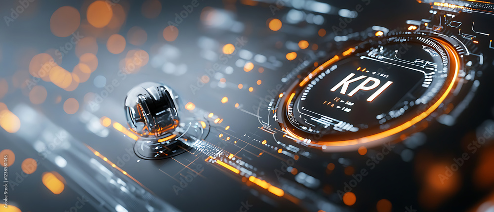 Poster digital kpi metrics tracker virtual workspace infographic high-tech environment close-up view data v