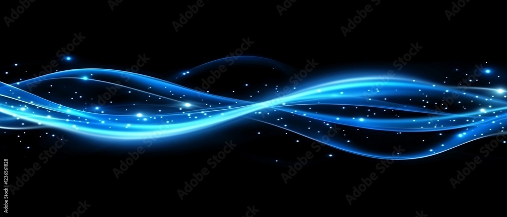 Sticker Glowing Blue Waves Abstract Background Design