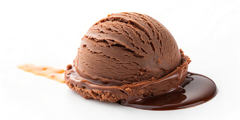 Delicious Chocolate Ice Cream Scoop Isolated on a Clean White Background for Sweet Treats
