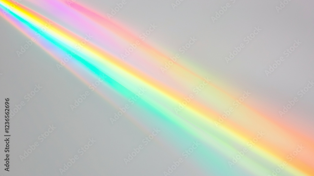 Aufkleber a stunning colorful light spectrum, resembling a rainbow, gracefully arching across a plain light gr