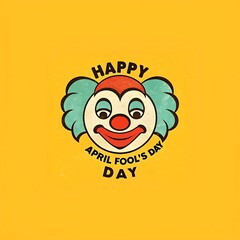 1st April Fools Day with a head clown, Be careful and avoid being fooled.