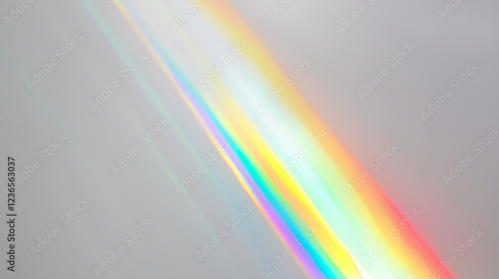 Aufkleber a stunning colorful light spectrum, resembling a rainbow, gracefully arching across a plain light gr