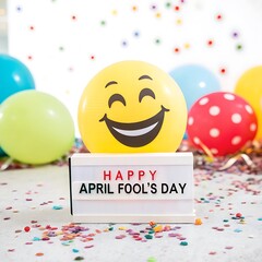 1st April Fools Day with a head clown, Be careful and avoid being fooled.