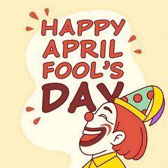 1st April Fools Day with a head clown, Be careful and avoid being fooled.
