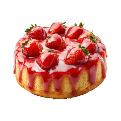 Strawberry Pound Cake with Strawberry Glaze Isolated on Transparent Background