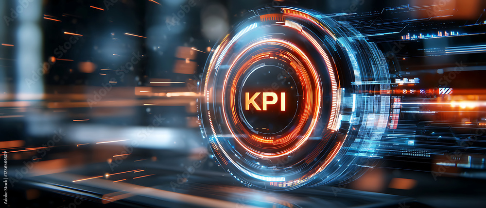 Poster dynamic kpi visualization digital environment graphic design high-tech interactive concept