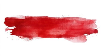 Abstract red watercolor wash on white background.