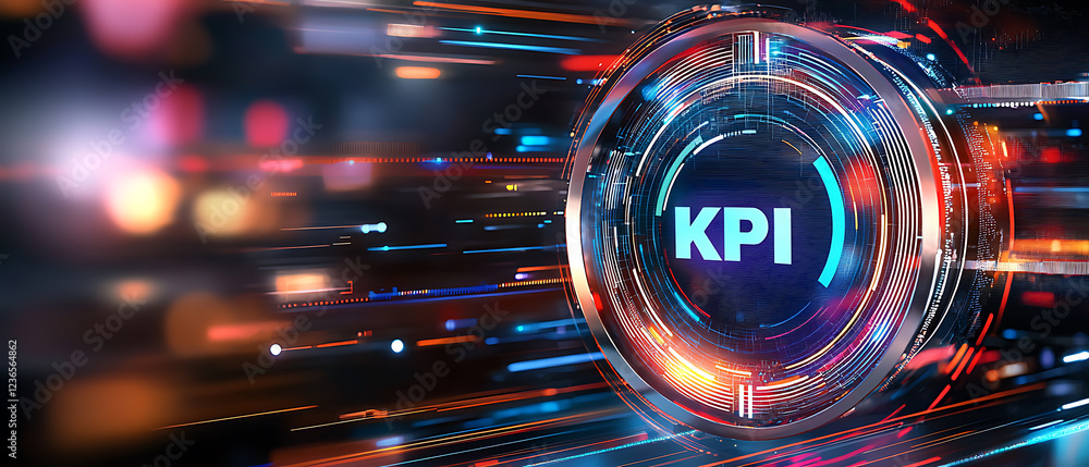 Poster dynamic kpi visualization in technology digital environment graphic design futuristic viewpoint for 
