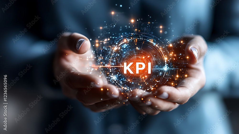 Poster enhancing business performance with kpi insights office setting digital visualization professional e