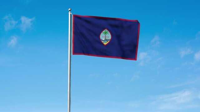 High detailed flag of Guam. National Guam flag. Oceania. 3D Render.