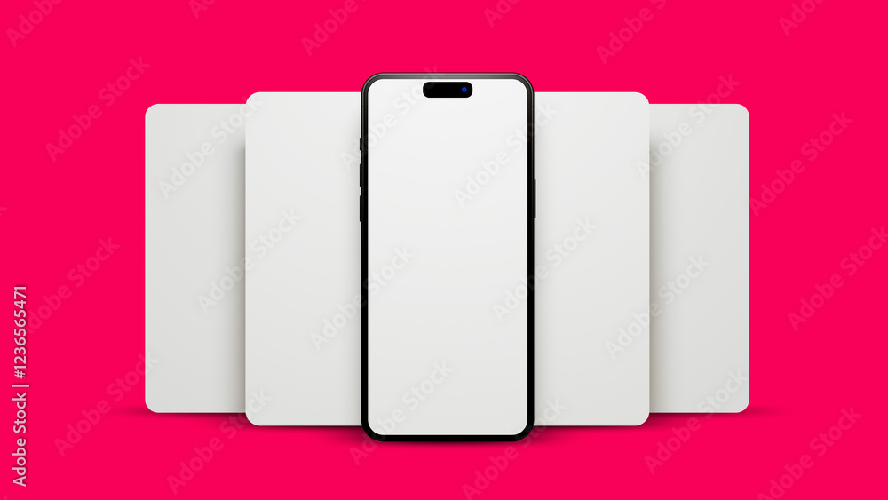 Aufkleber ui or ux smartphone mobile app template mock up on red background. smartphone and blank frames templ