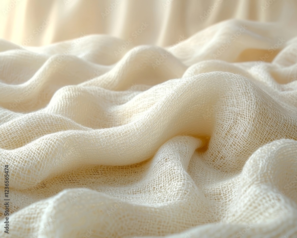 Poster neutral toned textured fabric surface with soft blurred light effect for product mockup and display