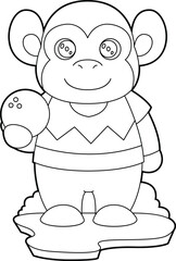 Monkey Bowling Bowling ball Animal Vector Graphic Art Illustration