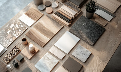 Exploring textures and materials for graphic design projects creative studio visual content modern workspace overhead view