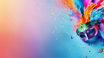 Obraz premium Colorful Decorative Mask With Dramatic Feathers