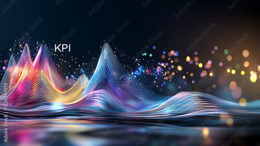 Aufkleber dynamic kpi visualization digital environment abstract art vibrant colors creative perspective data 