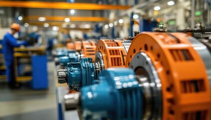 Fototapeta premium Industrial Machinery Production Line: A Glimpse into Manufacturing Precision