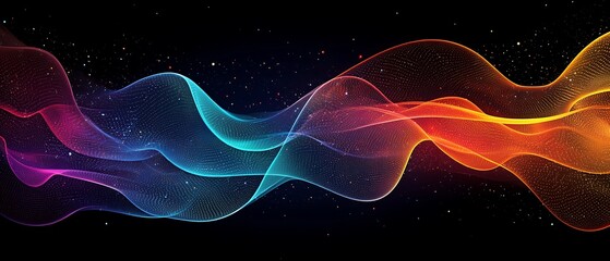 Beautiful abstract colorful flowing waves in space, ideal for an ultrawide 21:9 OLED display wallpaper with vibrant colors against a dark background.
