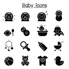 Baby icon set in thin line style