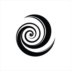  Abstract Spiral Line Design Vector Silhouette in Black on White