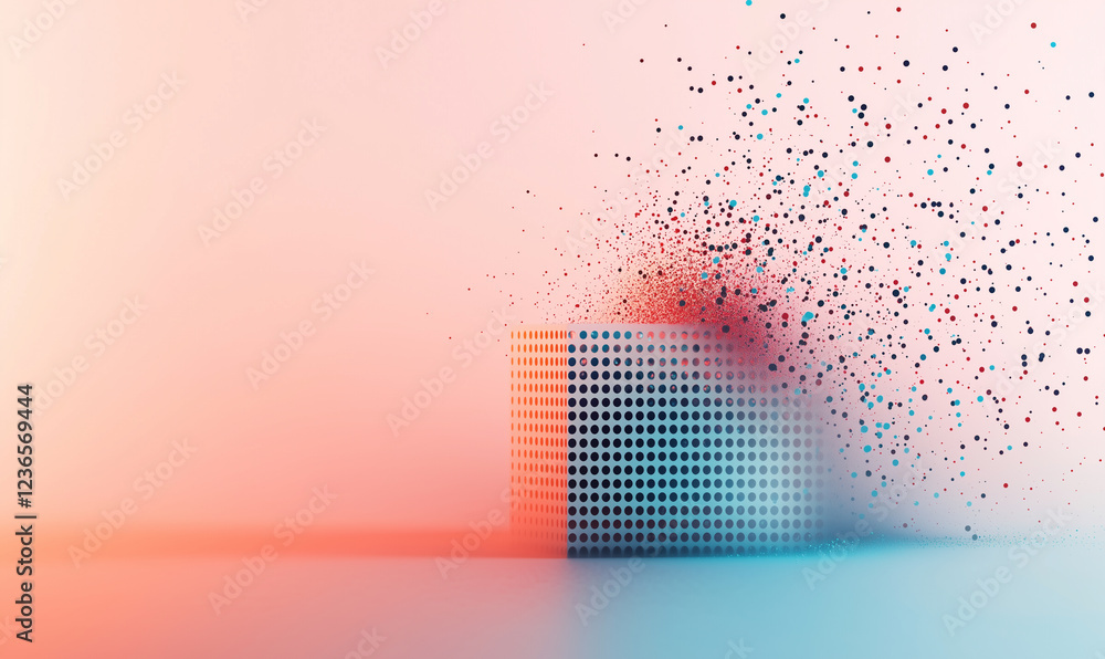 Aufkleber dynamic abstract explosion of colorful particles digital art studio environment modern design creati
