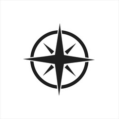  Compass Star Cartography Exploration Vector Silhouette on White Background