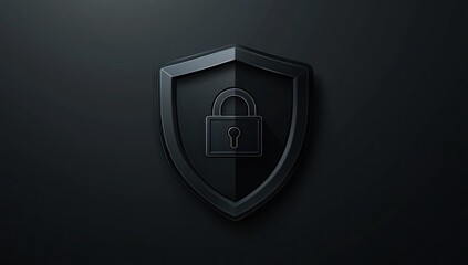 Dark  Shield with Lock Icon:  Cybersecurity and Data Protection Concept