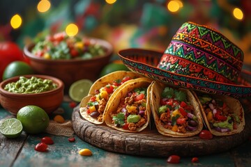 Colorful cinco de mayo tacos celebration