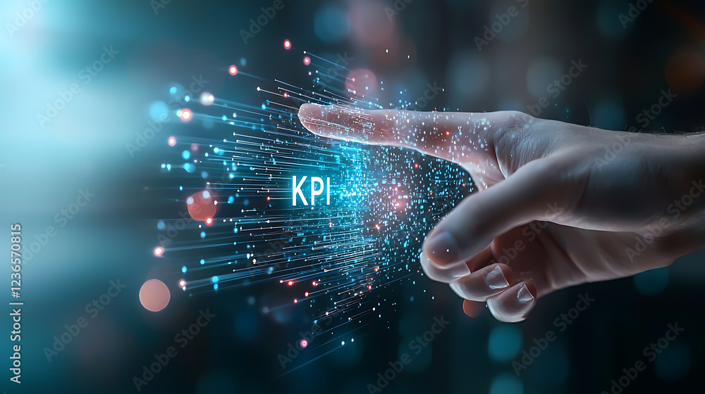 Poster analyzing kpi metrics for business growth digital environment infographic professional viewpoint dat