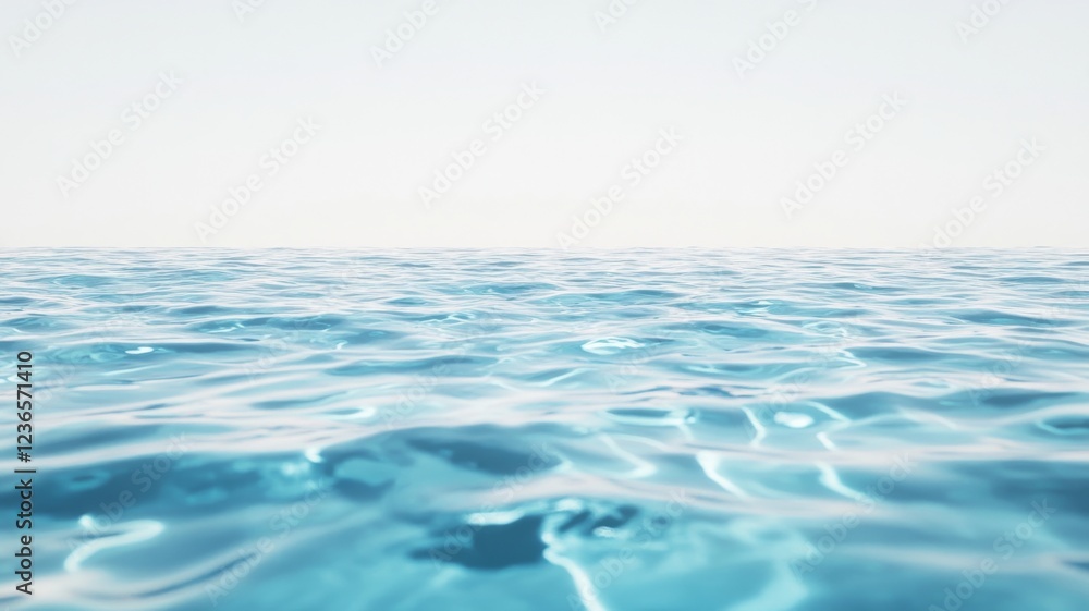 Poster serene pool of blue water with gentle splashes against a calming white background creating a tranqui