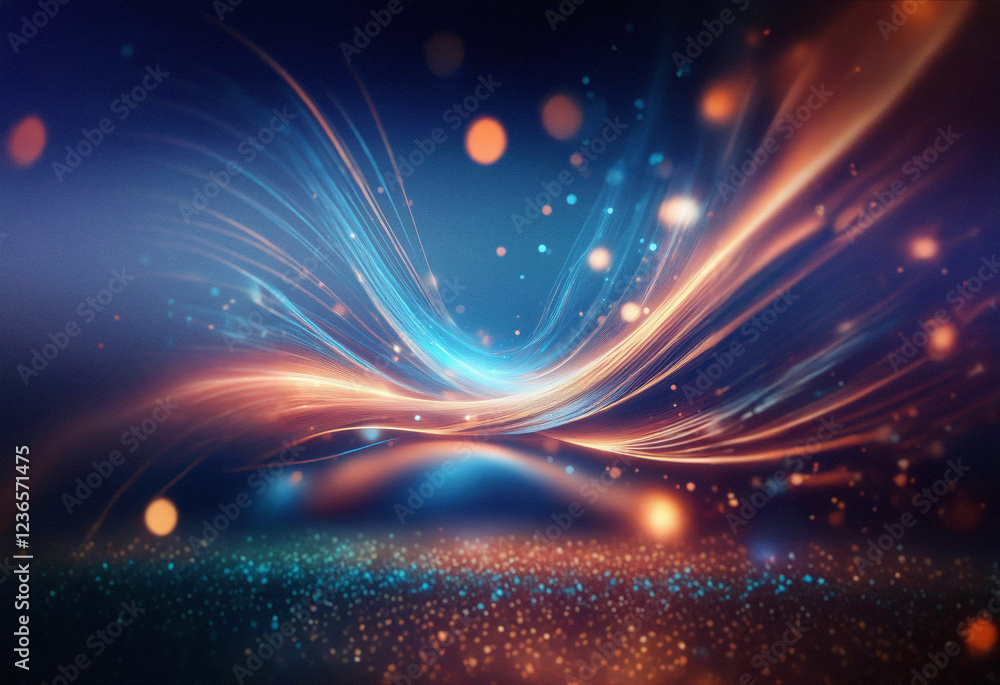 Aufkleber abstract sci-fi background featuring a double exposure of flowing, luminous energy streams in vibran