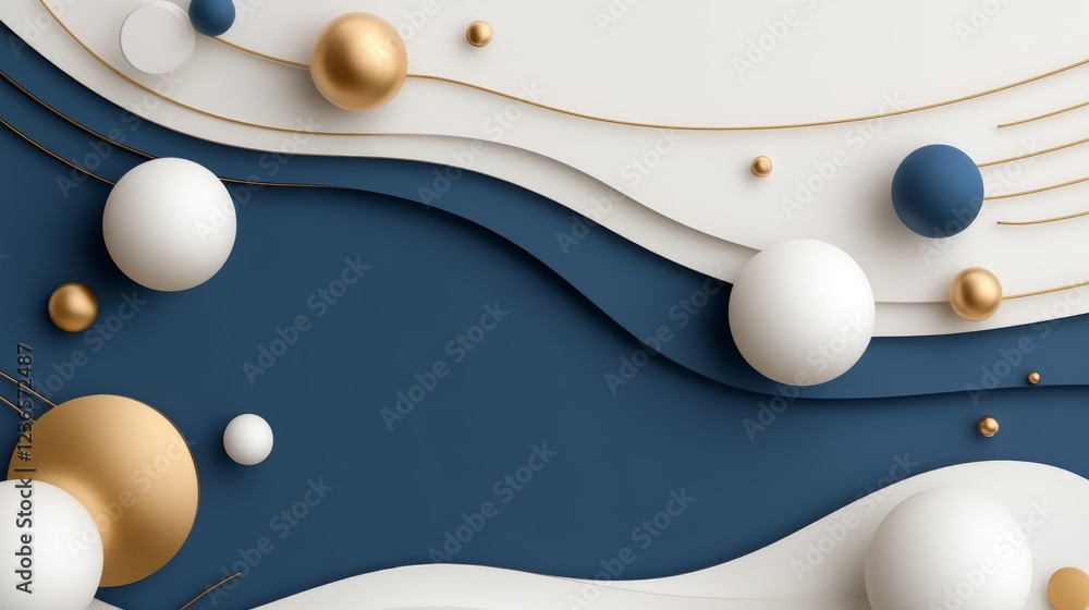 Poster abstract background design featuring flowing shapes and spheres in a modern color palette for creati