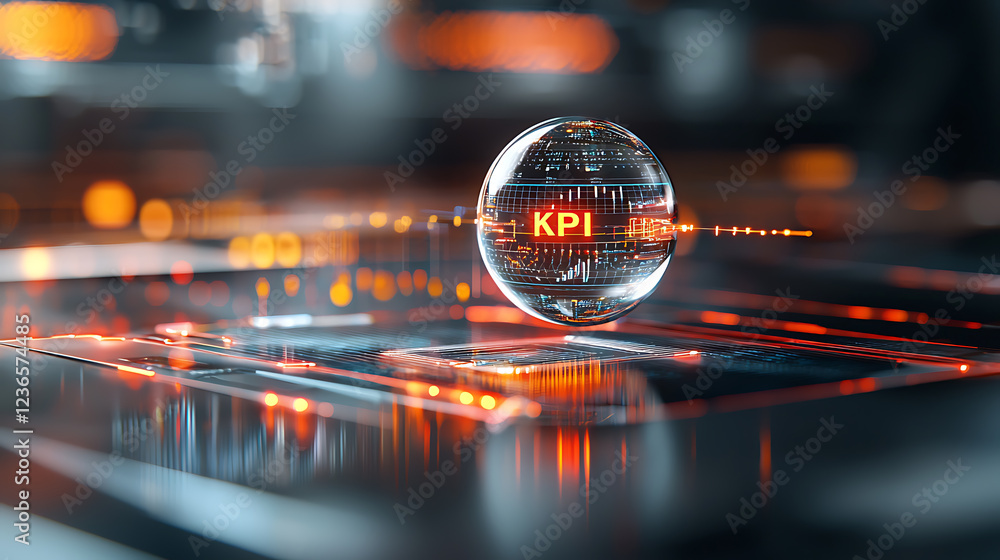 Poster dynamic kpi visualization business analytics digital interface modern technology close-up view data-