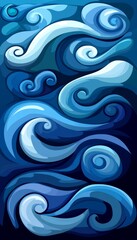 Fototapeta premium Swirling Blue Shapes With Subtle Highlights And Clean Lines, Abstract Background Design