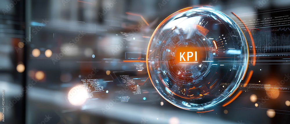 Poster analyzing kpi metrics for business growth virtual environment infographic content digital strategy d