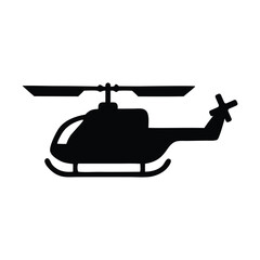 Silhouette black Helicapter vector art illustration