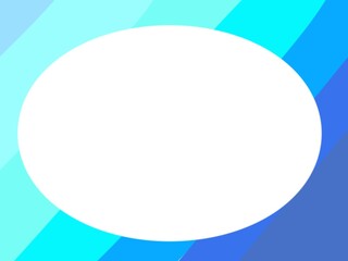 水色のストライプ模様のシンプルなフレーム、手描きのイラスト