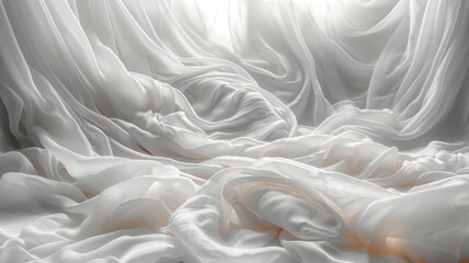 A white sheet of fabric is spread out on a table
