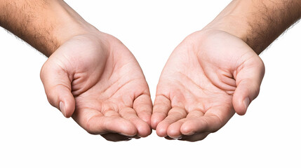 Open hands offering help, isolated on white