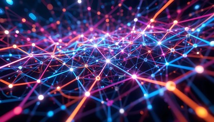 Obraz premium Luminous Network: Abstract Nodes and Vibrant Connections
