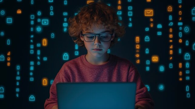 Young Learner Engaged in Password Security Education at Home