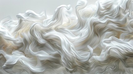 The image is a white, flowing wave of hair