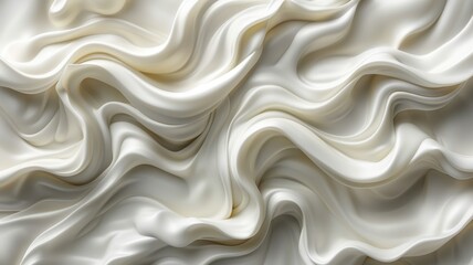 The image is a white, flowing fabric with a wave-like pattern