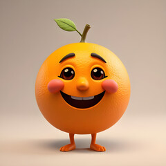 Happy Orange Cartoon Character