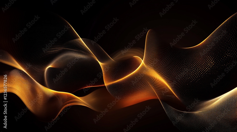 Aufkleber abstract glowing golden flowing wave pattern on black background creating a modern look