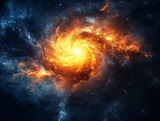 Cosmic Inferno: Galactic Spiral of Fire and Ice