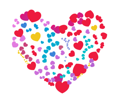 multiple colorful hearts, png