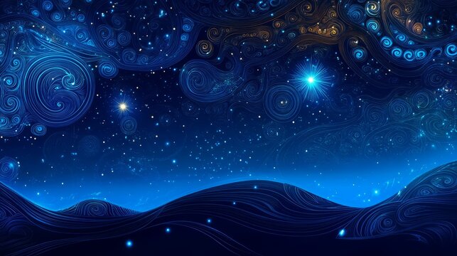 Bright Matariki star cluster shines over deep blue night sky with celestial patterns