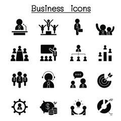 Business icon set in thin line style