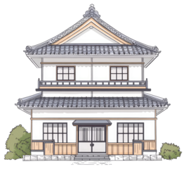 Traditional Japanese House Architectural Illustration